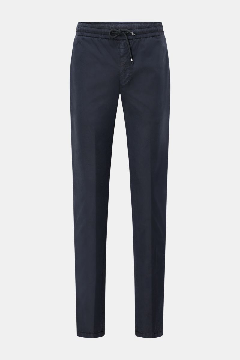 Mason's Jogpants 'New York' navy, frontale Ansicht, Slim Fit, Baumwolle-Lyocell-Mix, elastischer Bund, Tunnelzug, Zip Fly, Taschen, leichter Stretch.