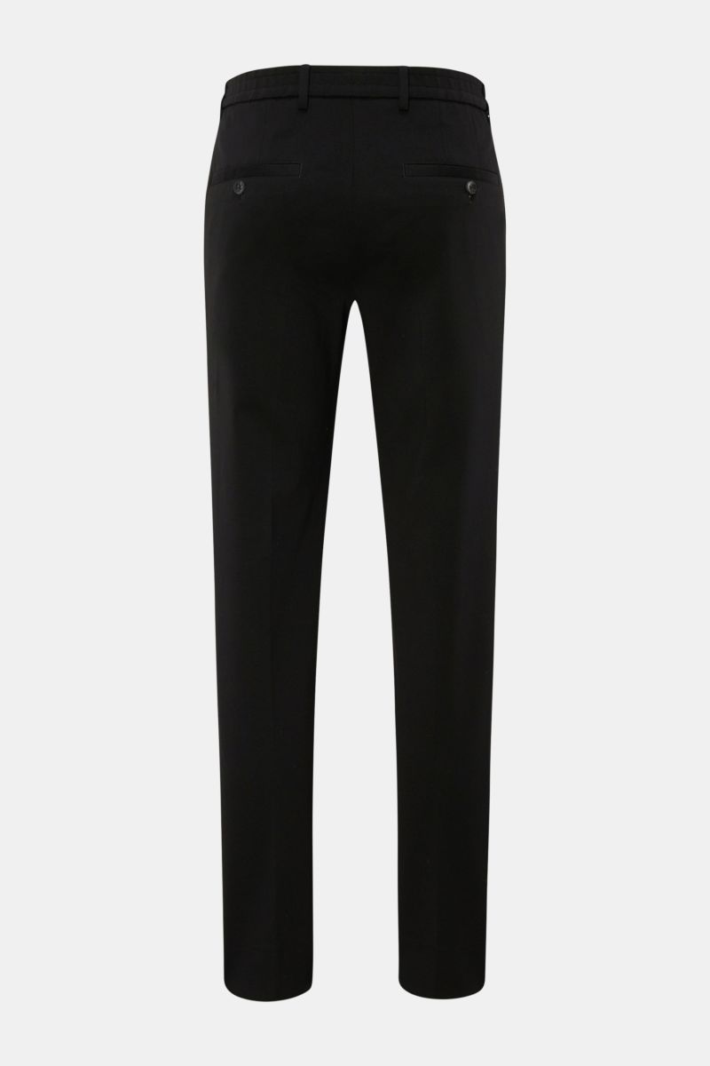 GTA Hose 'Davide' schwarz, knöchellang, schmal zulaufend, Regular Fit, Rückansicht mit französischen Taschen und Knopf, Jersey Baumwoll-Mix.
