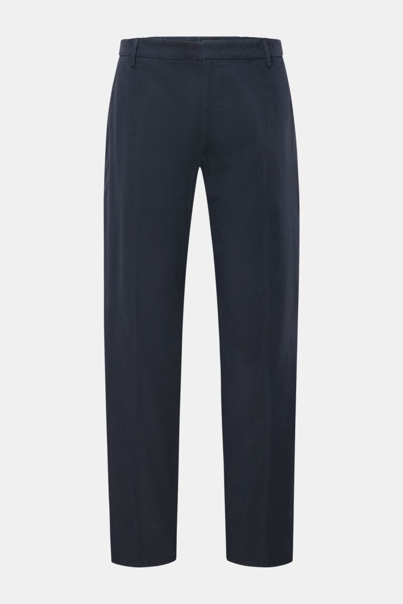 Dondup Baumwollhose 'Gaubert' navy, Slim Fit, schmal geschnitten, leicht elastisch, weicher Griff, von vorne, französische Taschen, Metall-Initial.