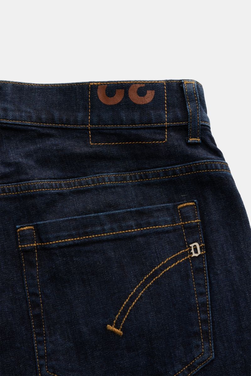 Dondup Jeans 'George' navy Rückansicht aus Baumwolle, elastisch, weich, Skinny Fit, schmale Wade, niedriger Bund, Button Fly, Five-Pocket, Metall-Initial, Weblabel.