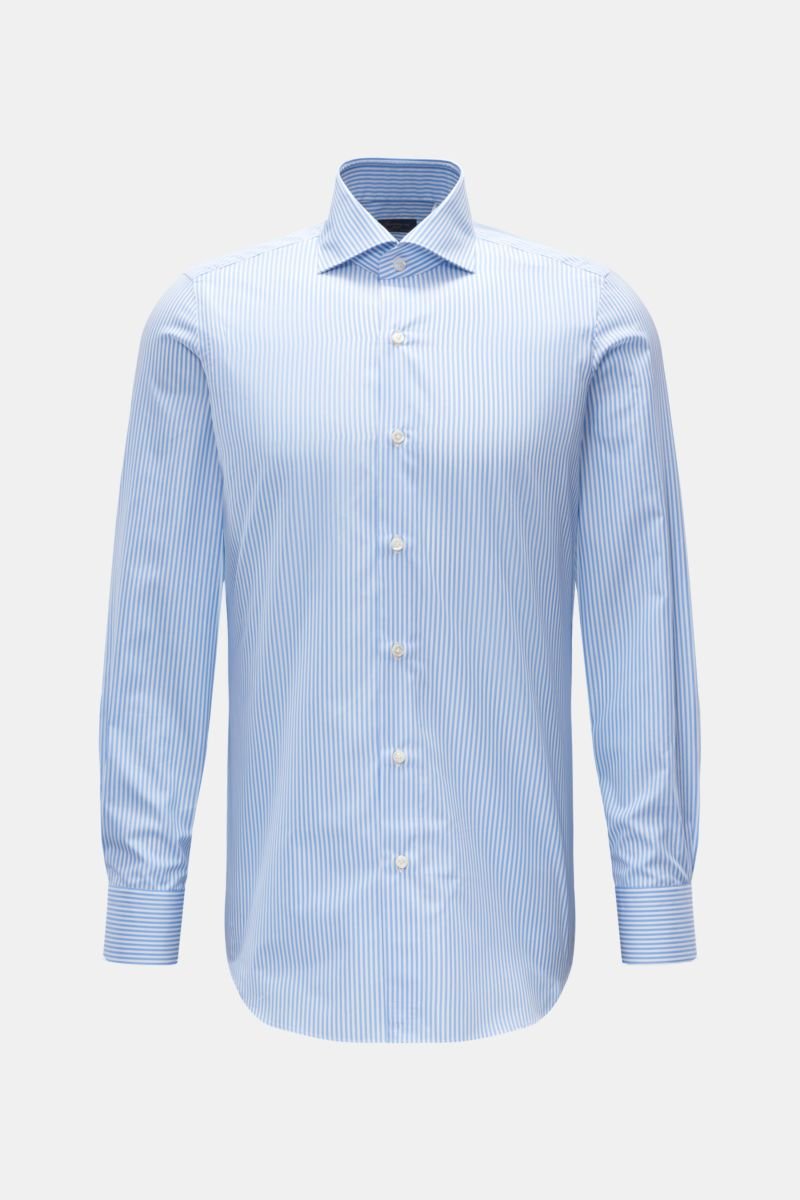 Business shirt 'Eduardo Milano' shark collar light blue/white striped