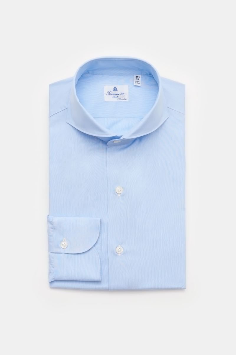 Business Hemd 'Sergio Milano' Haifisch-Kragen hellblau/weiß gestreift