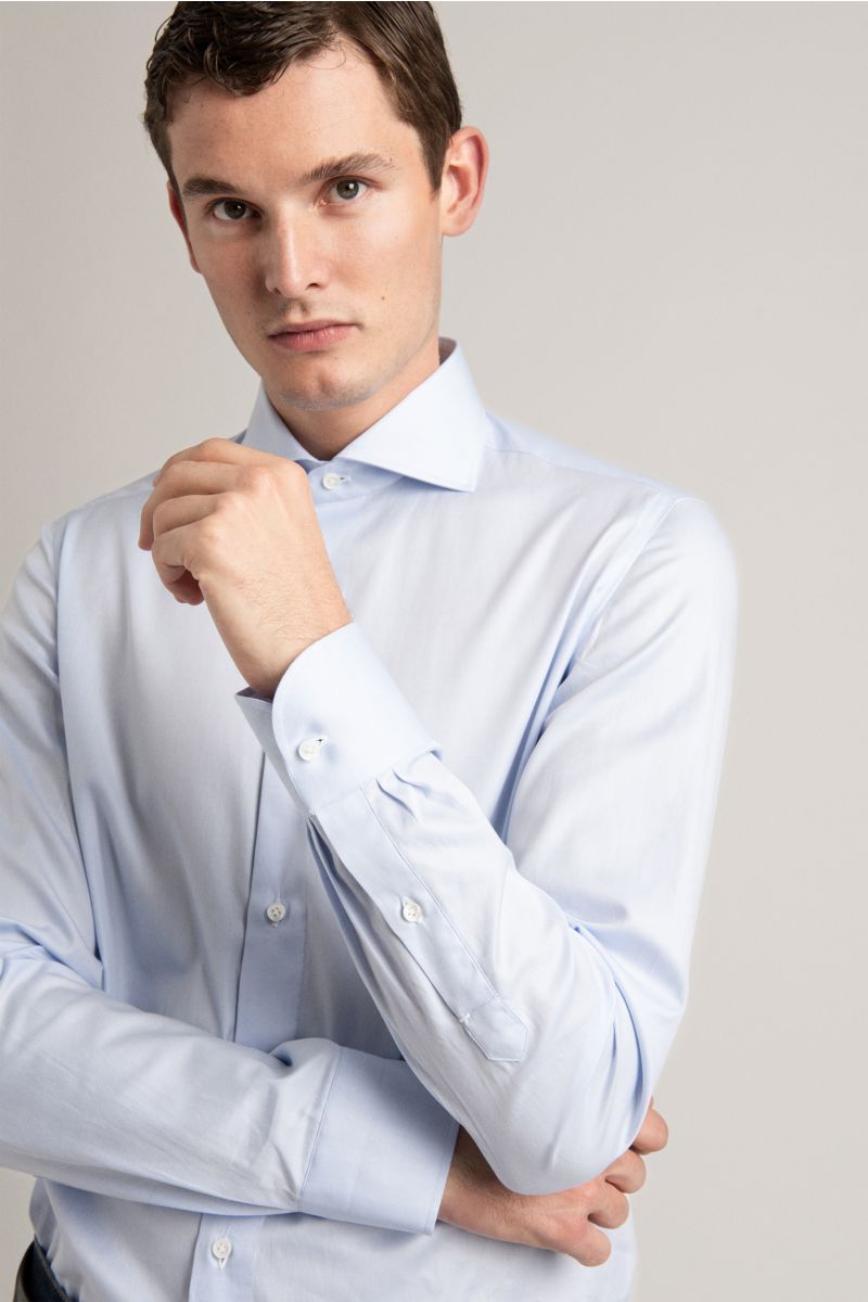 Borrelli Business shirt 'Nando' shark collar light blue