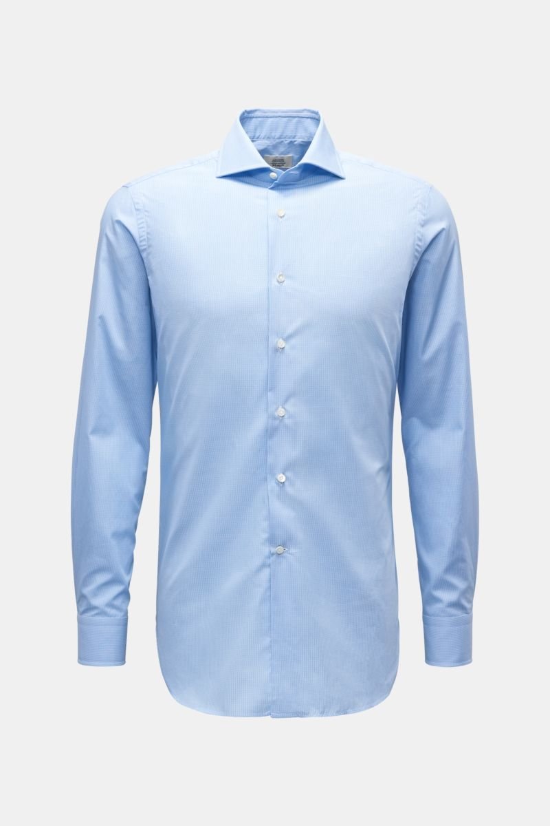 Business shirt shark collar light blue/white checked
