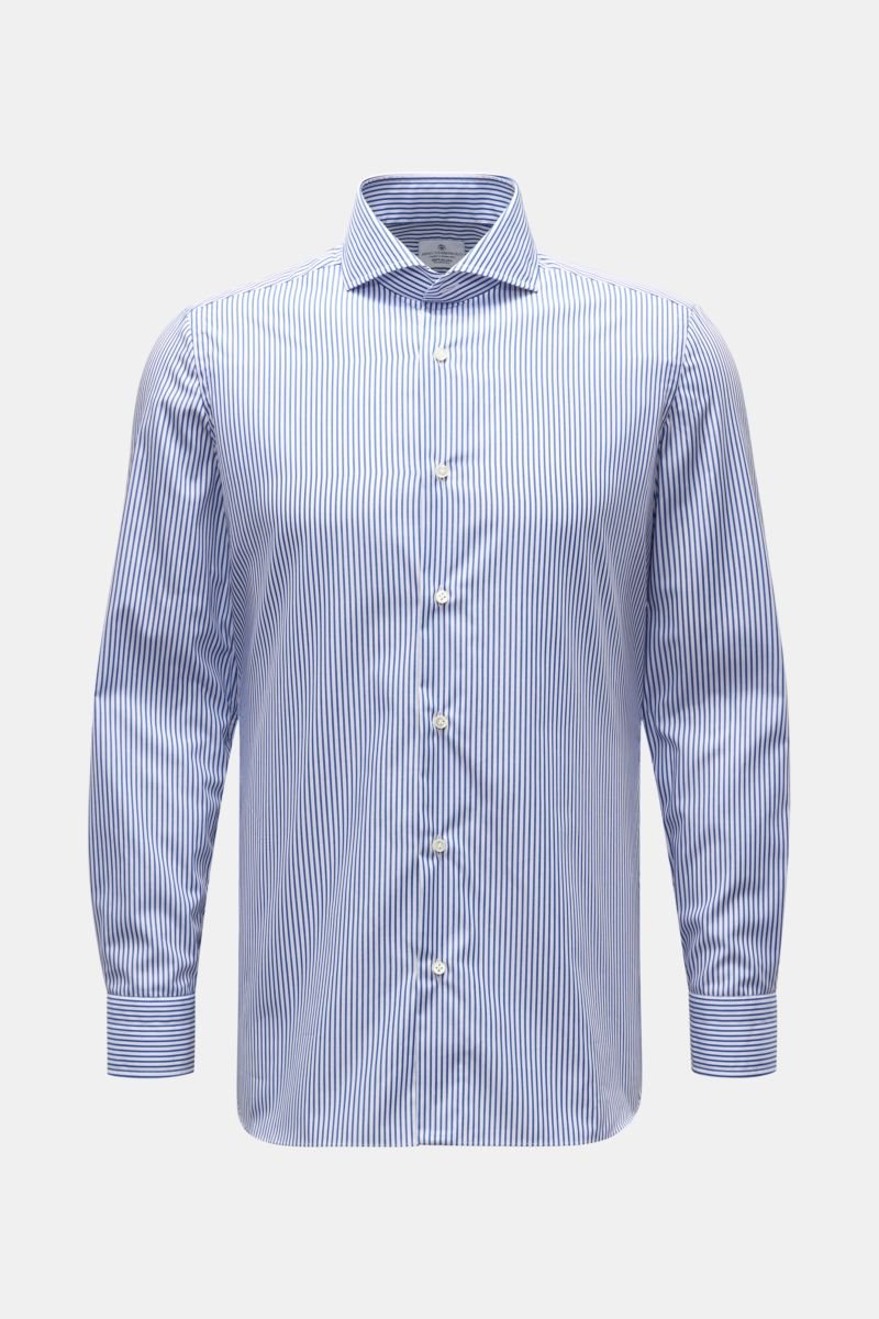 Business shirt shark collar navy/white striped