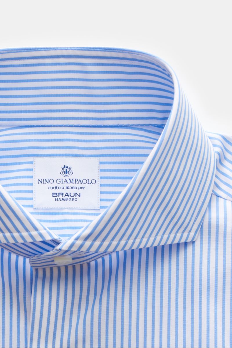 Giampaolo Business Hemd Haifisch-Kragen hellblau/weiß gestreift