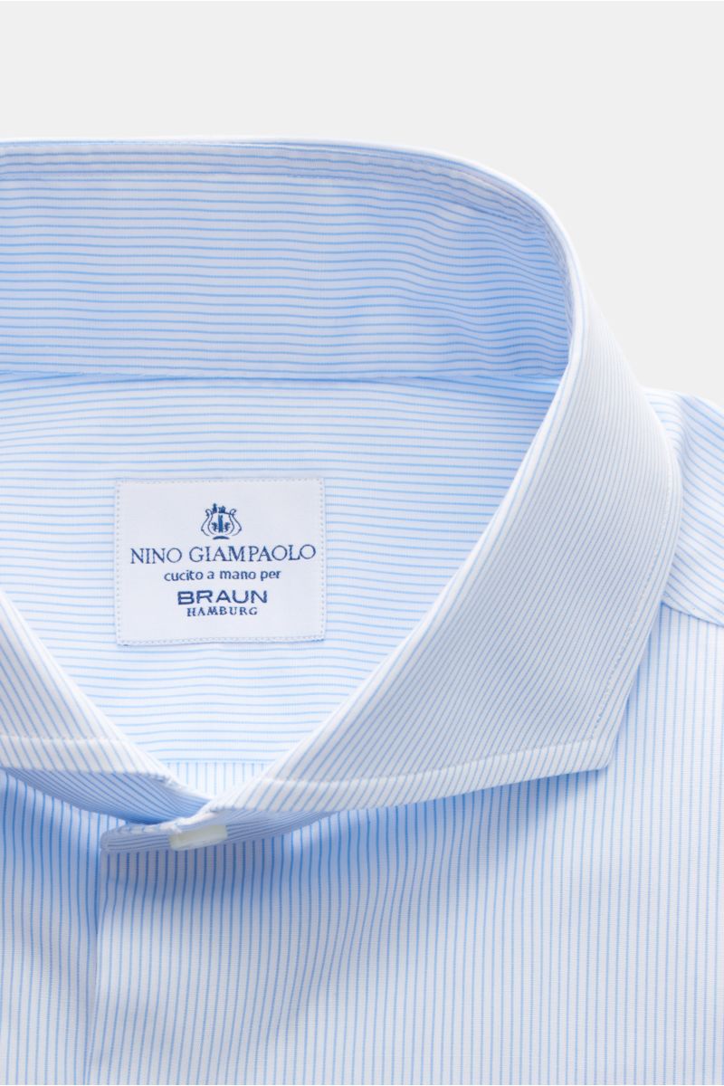 Giampaolo Business Hemd Haifisch-Kragen hellblau/weiß gestreift