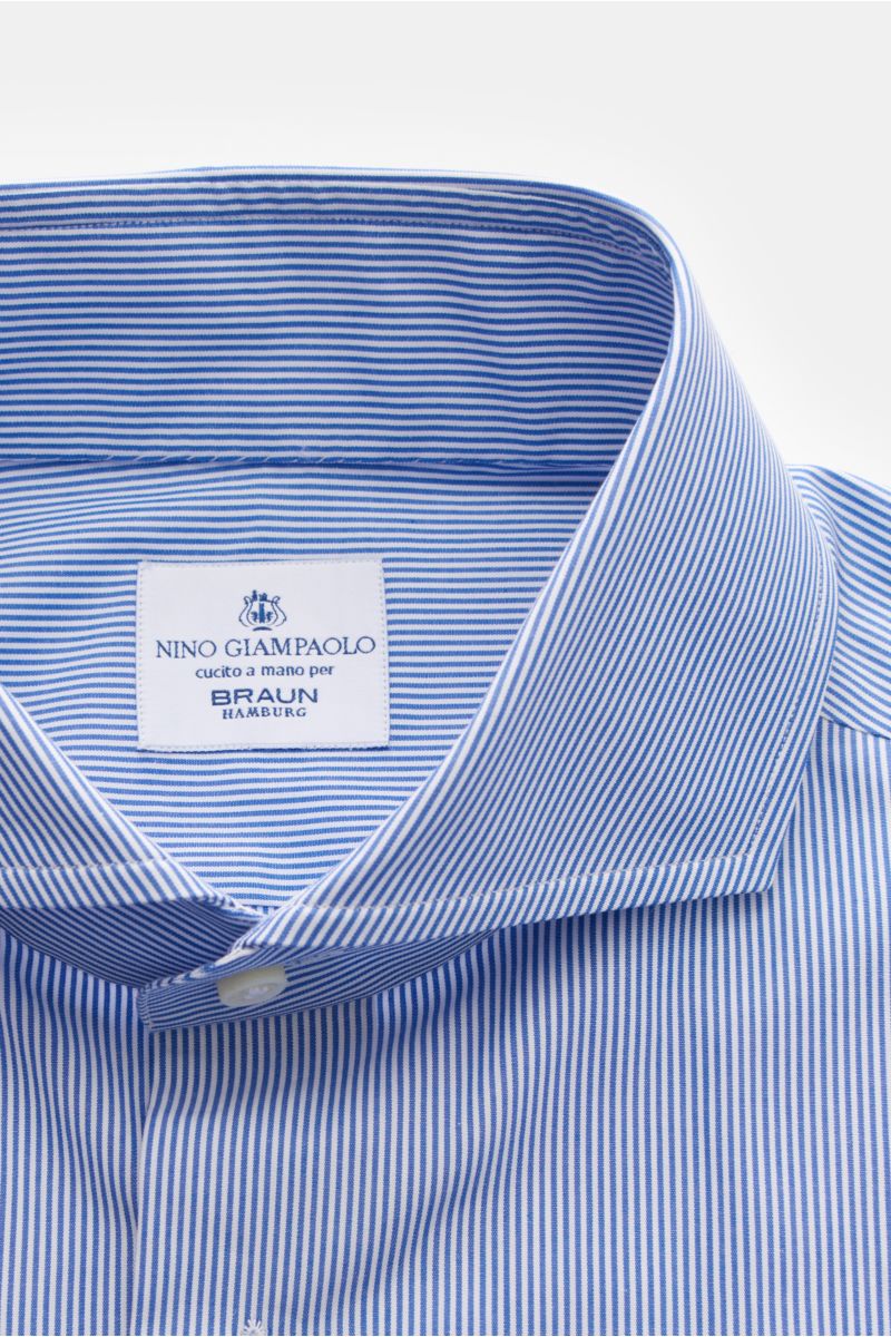 Giampaolo Business Hemd Haifisch-Kragen graublau/weiß gestreift