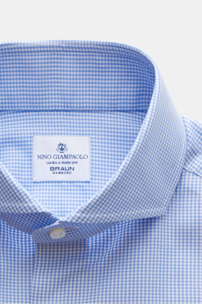 Giampaolo Business Hemd Haifisch-Kragen hellblau/weiß kariert