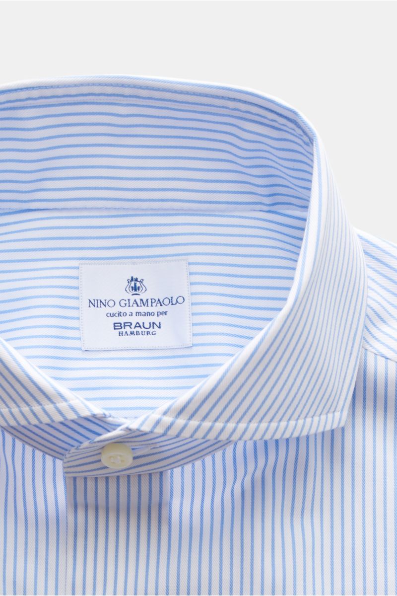 Giampaolo Business Hemd Haifisch-Kragen hellblau/weiß gestreift