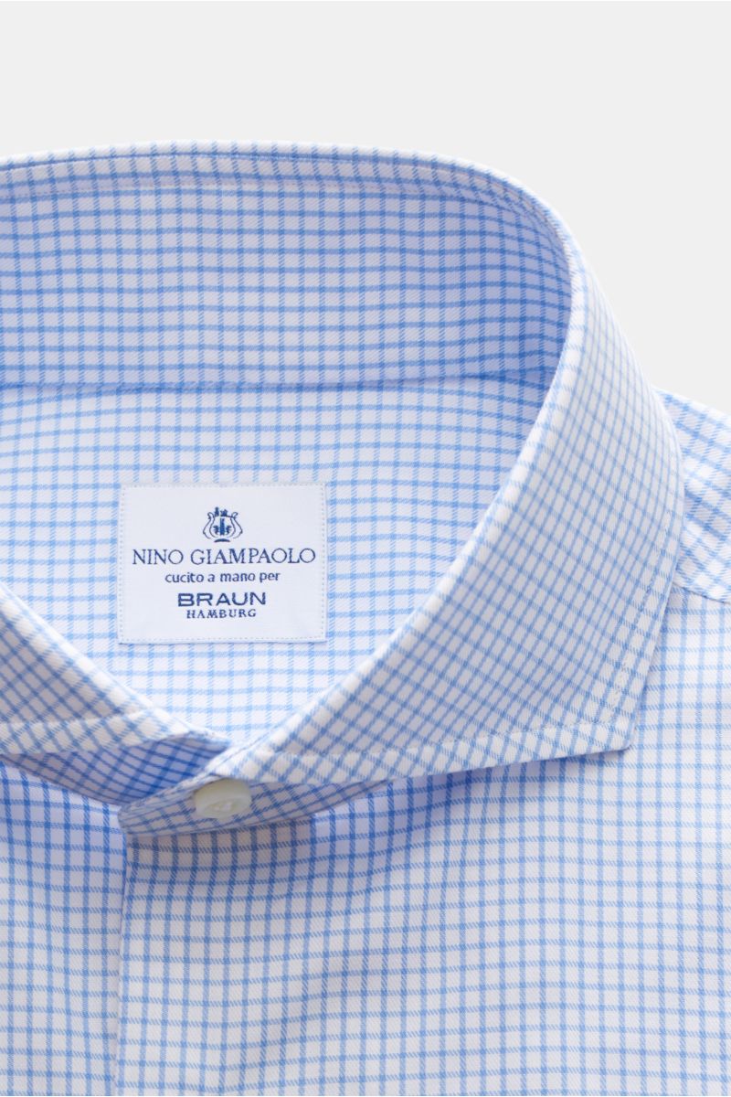Giampaolo Business Hemd Haifisch-Kragen hellblau/weiß kariert