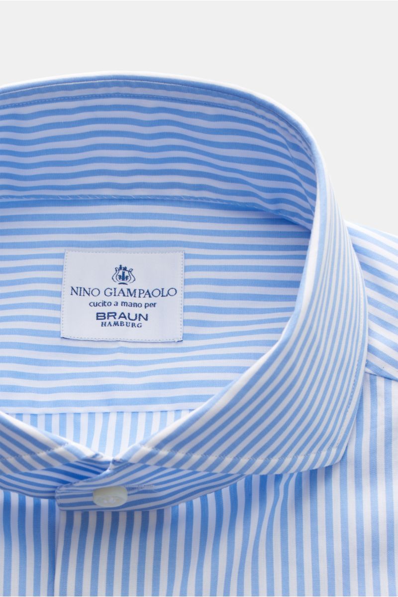 Giampaolo Business Hemd Haifisch-Kragen hellblau/weiß gestreift