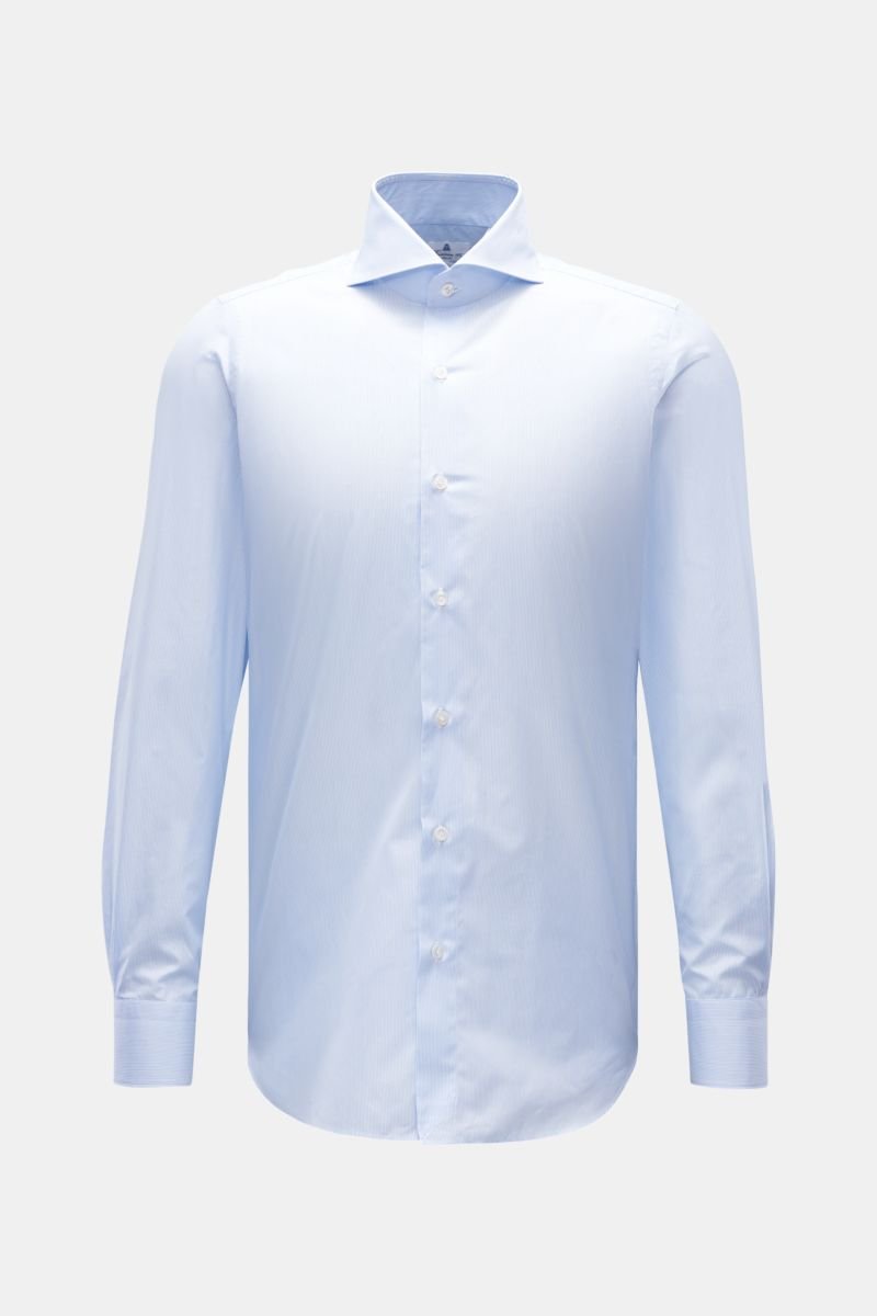 Business shirt 'Sergio Milano' shark collar light blue/white striped