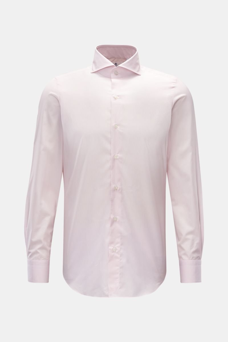 Business shirt 'Sergio Milano' shark collar rose/white striped