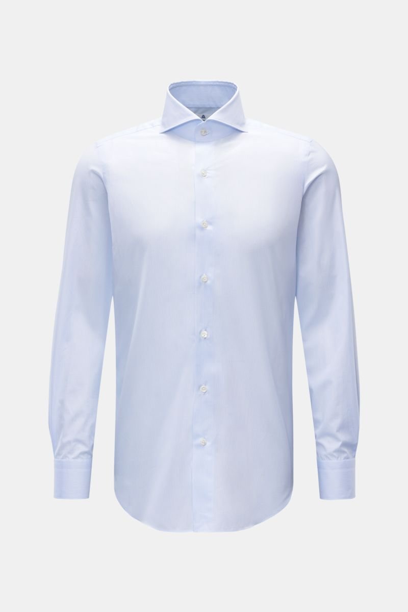 Business shirt 'Sergio Milano' shark collar, light blue/white checked