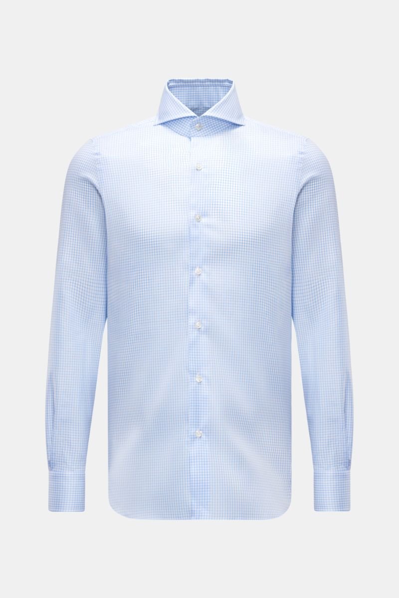 Casual shirt shark collar 'Sergio Napoli' light blue/white checked