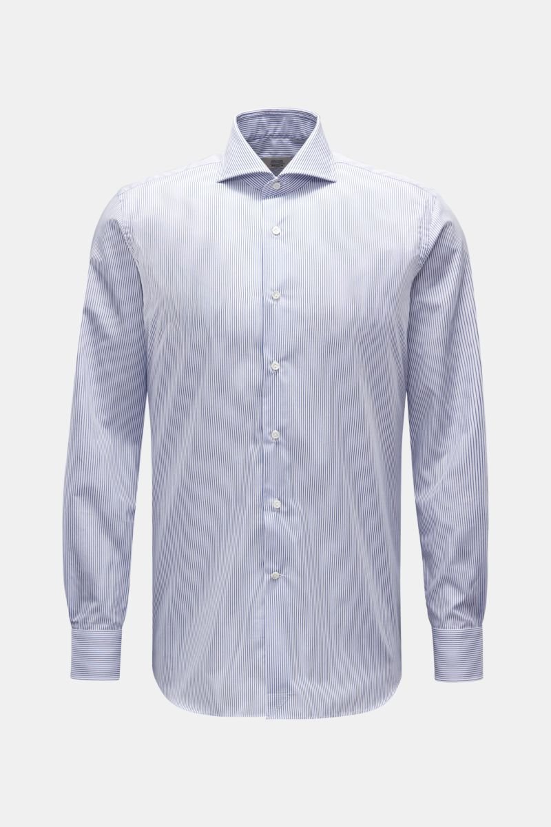 Business shirt shark collar dark blue/white striped 