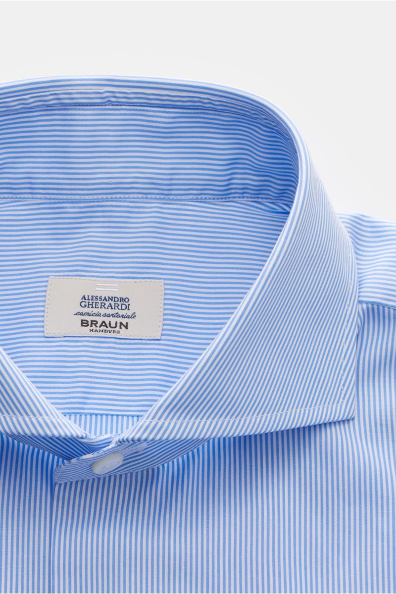 Gherardi Business Hemd Haifisch-Kragen blau/weiß gestreift