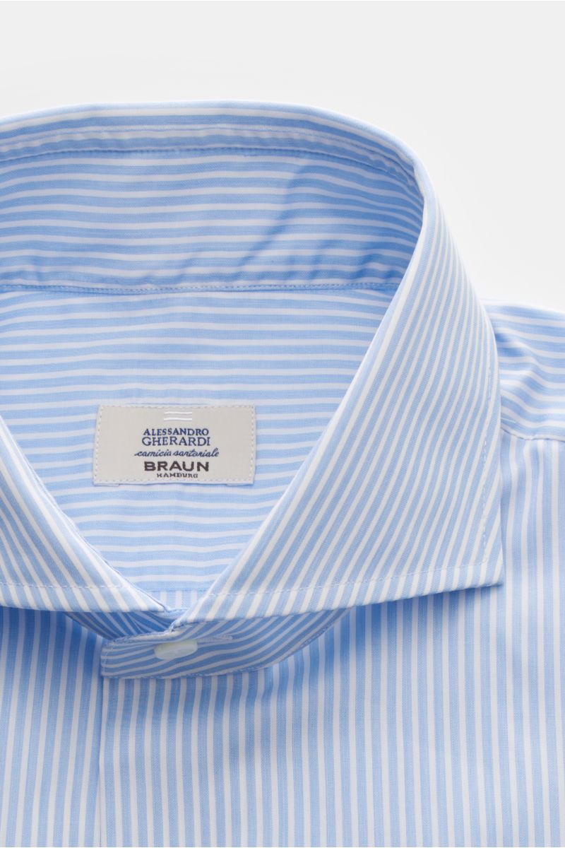 Gherardi Casual Hemd Haifisch-Kragen hellblau/weiß gestreift