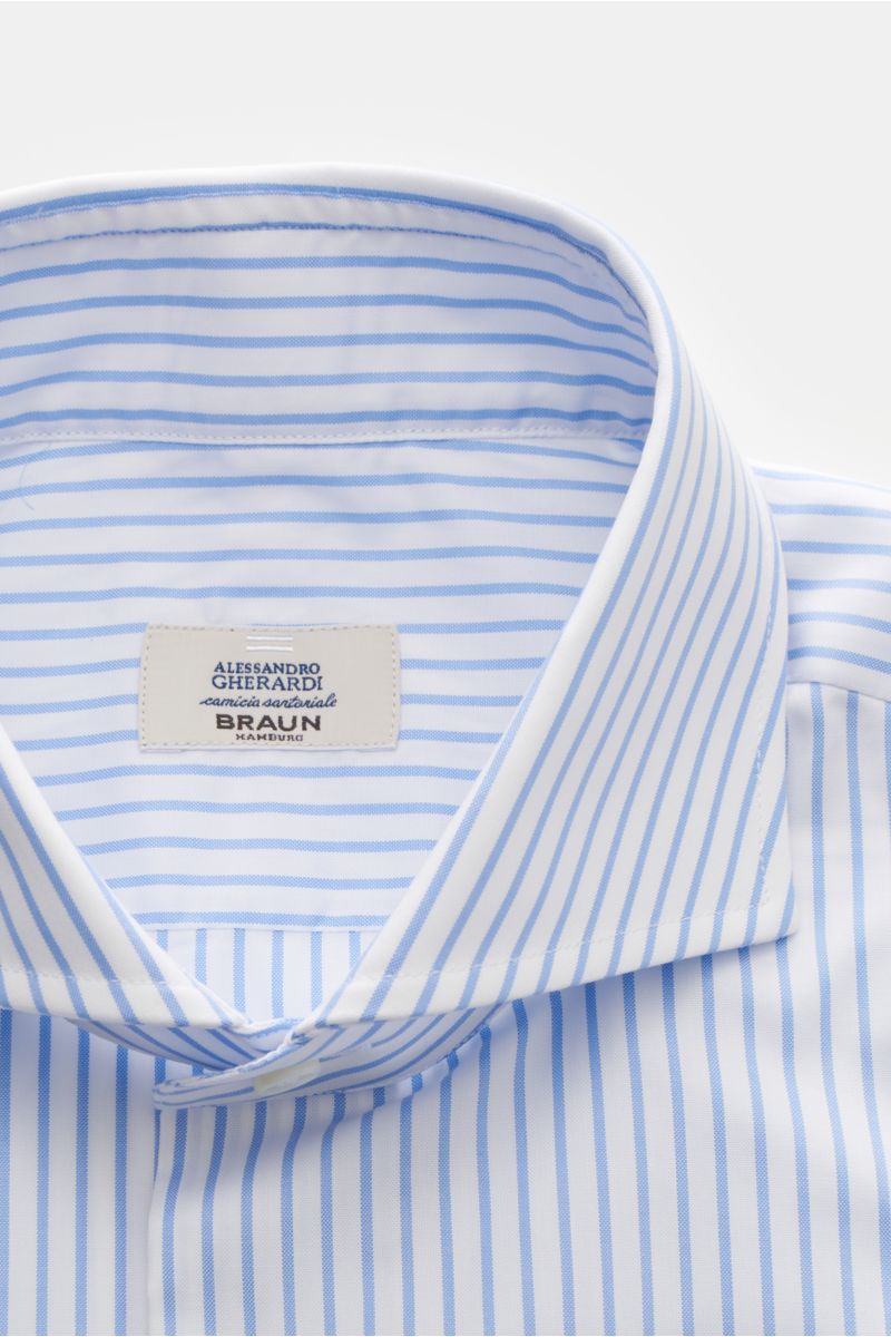 Gherardi Casual Hemd Haifisch-Kragen hellblau/weiß gestreift