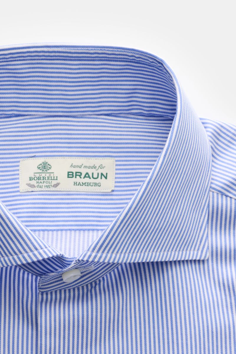 Borrelli Business Hemd 'Nando' Haifisch-Kragen blau/weiß gestreift