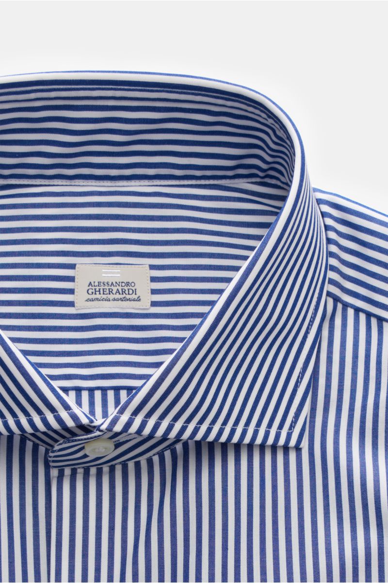 Gherardi Business Hemd Haifisch-Kragen dunkelblau/weiß gestreift