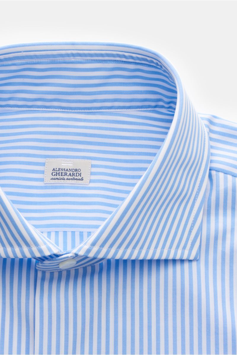 Gherardi Business Hemd Haifisch-Kragen hellblau/weiß gestreift