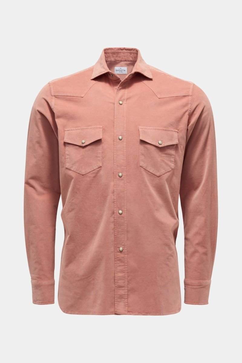 Corduroy shirt 'Detroit' narrow collar antique pink