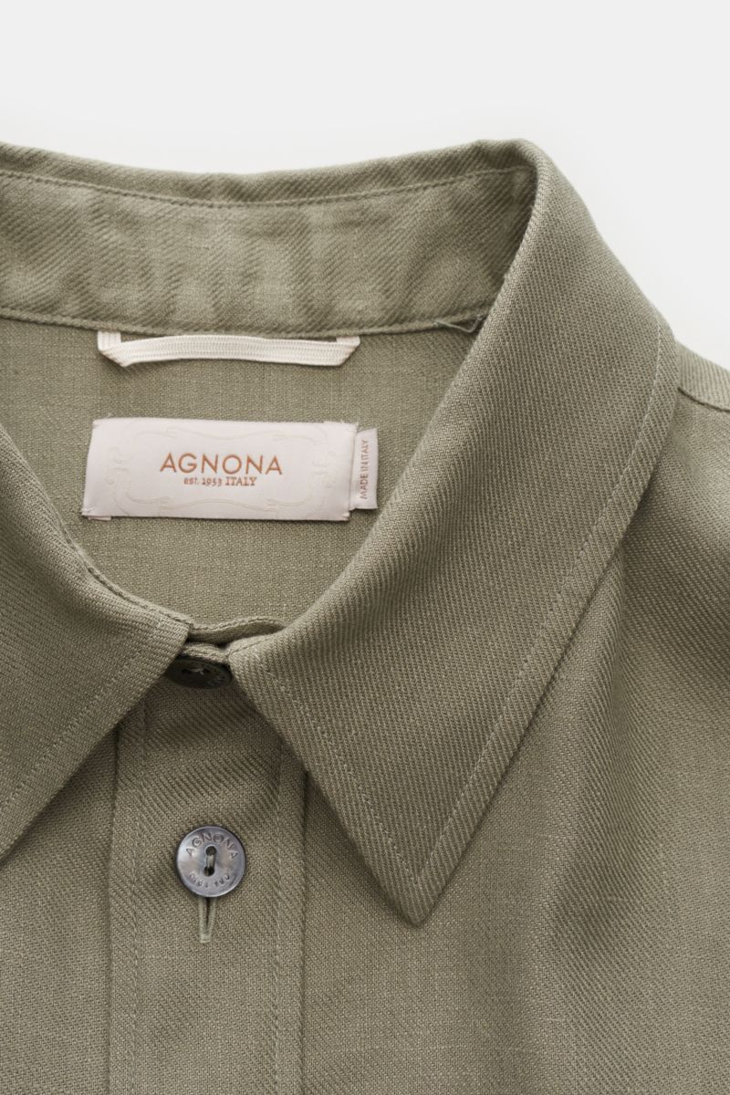 Agnona Leinen-Overshirt oliv