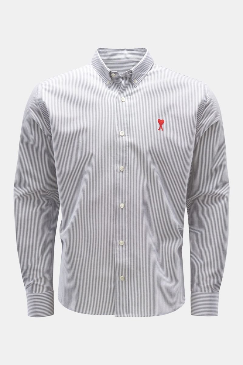 Oxfordhemd Button-Down-Kragen schwarz/weiß gestreift