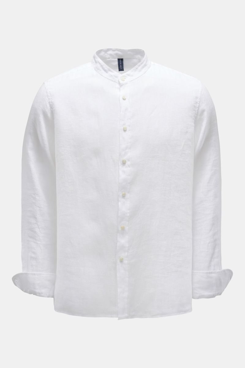 Leinenhemd 'Linen Guru Shirt' Grandad-Kragen weiß