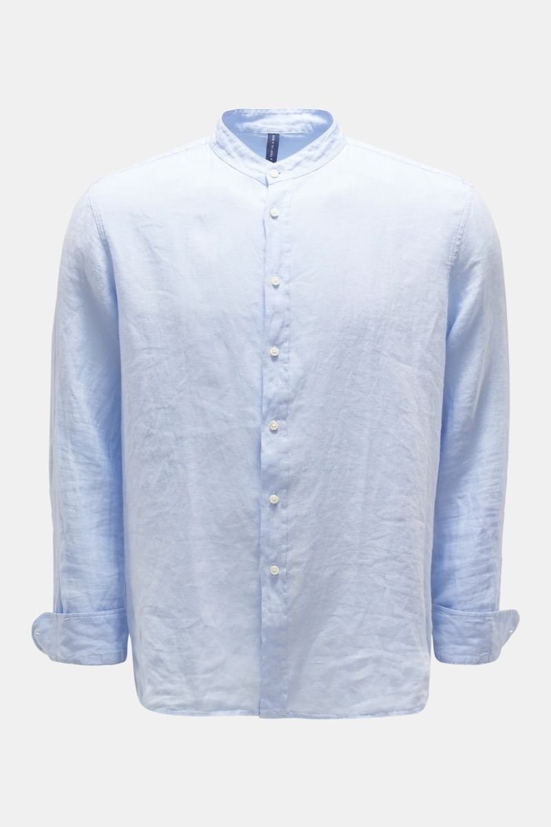 Leinenhemd 'Linen Guru Shirt' Grandad-Kragen hellblau