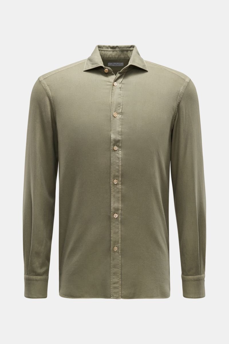 Flannel shirt shark collar khaki