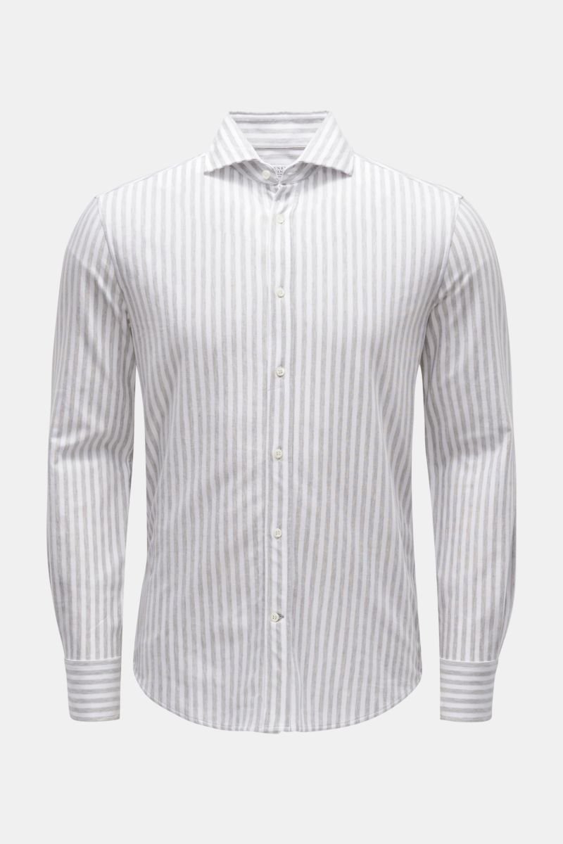 Jersey shirt shark collar grey/white striped
