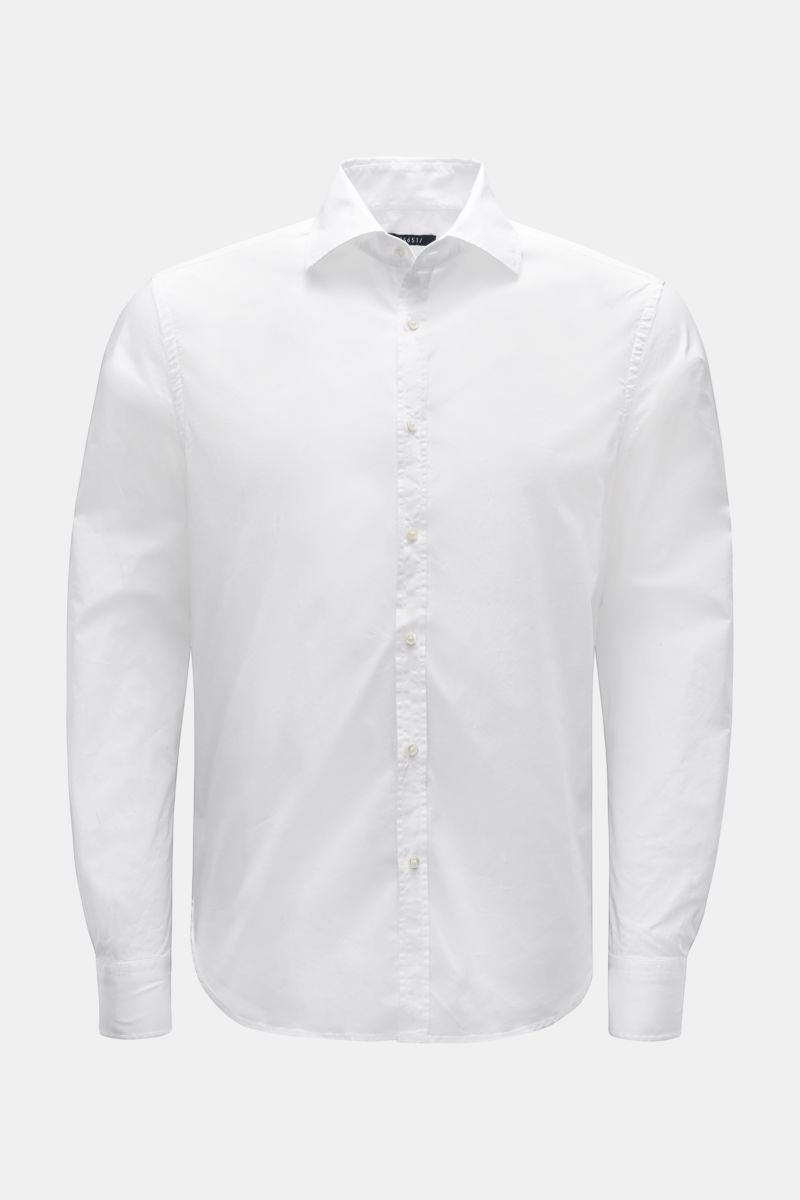 Casual Hemd 'Gabardine Shirt' Haifisch-Kragen weiß