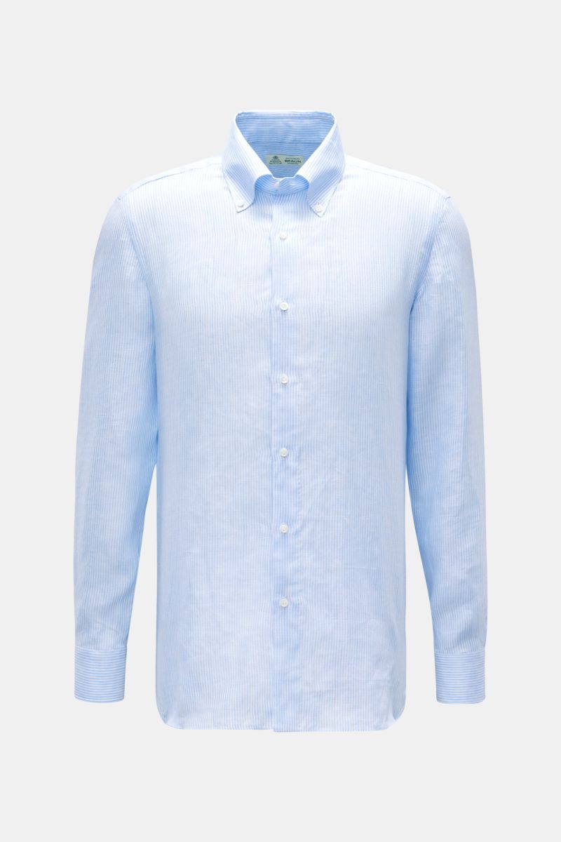 Leinenhemd 'Gable' Button-Down-Kragen hellblau/weiß gestreift