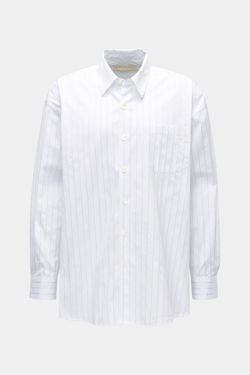 Casual shirt 'Borrowed Shirt' Kent collar white/light blue striped