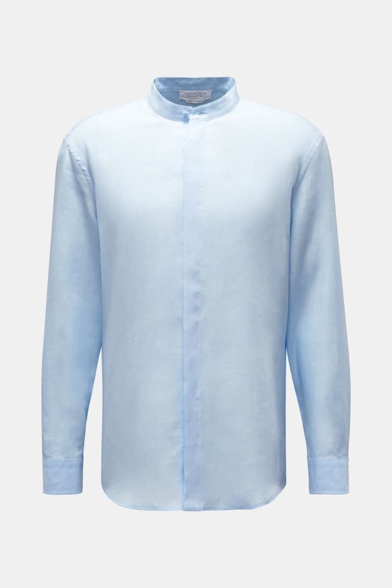 Linen shirt 'Ollie' grandad collar light blue