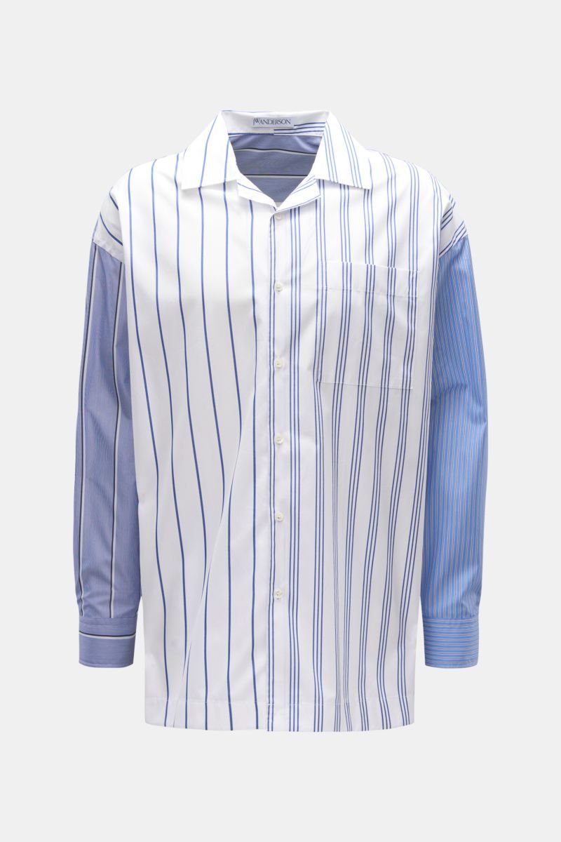 Casual shirt Cuban collar navy/smoky blue/white striped
