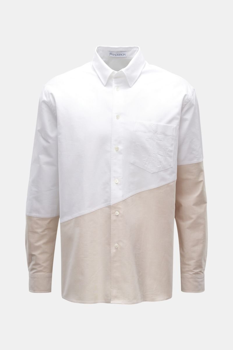 Oxford shirt Kent collar white/beige