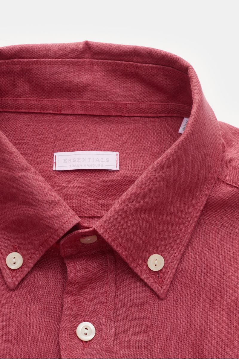 BRAUN Hamburg Essentials Leinenhemd Button-Down-Kragen rot