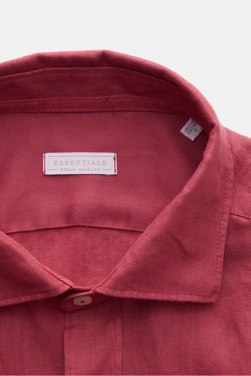 BRAUN Hamburg Essentials Leinenhemd Haifisch-Kragen rot