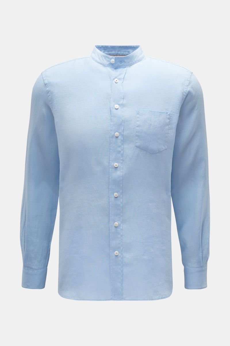 Leinenhemd 'Linen Collar Shirt' Grandad-Kragen hellblau