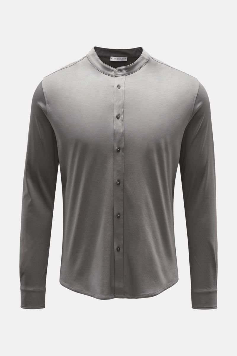 Jersey shirt 'Antonio' grandad collar grey