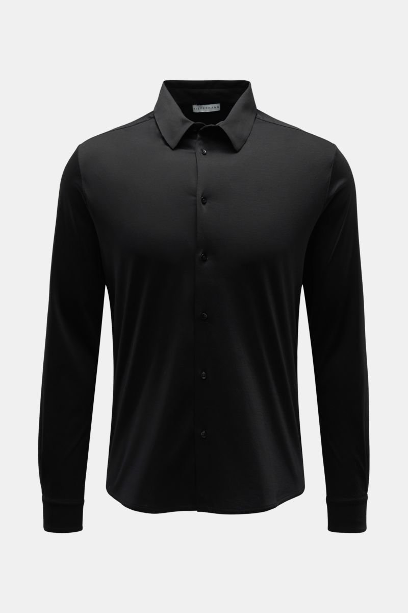 Jersey shirt 'Pius' narrow collar black