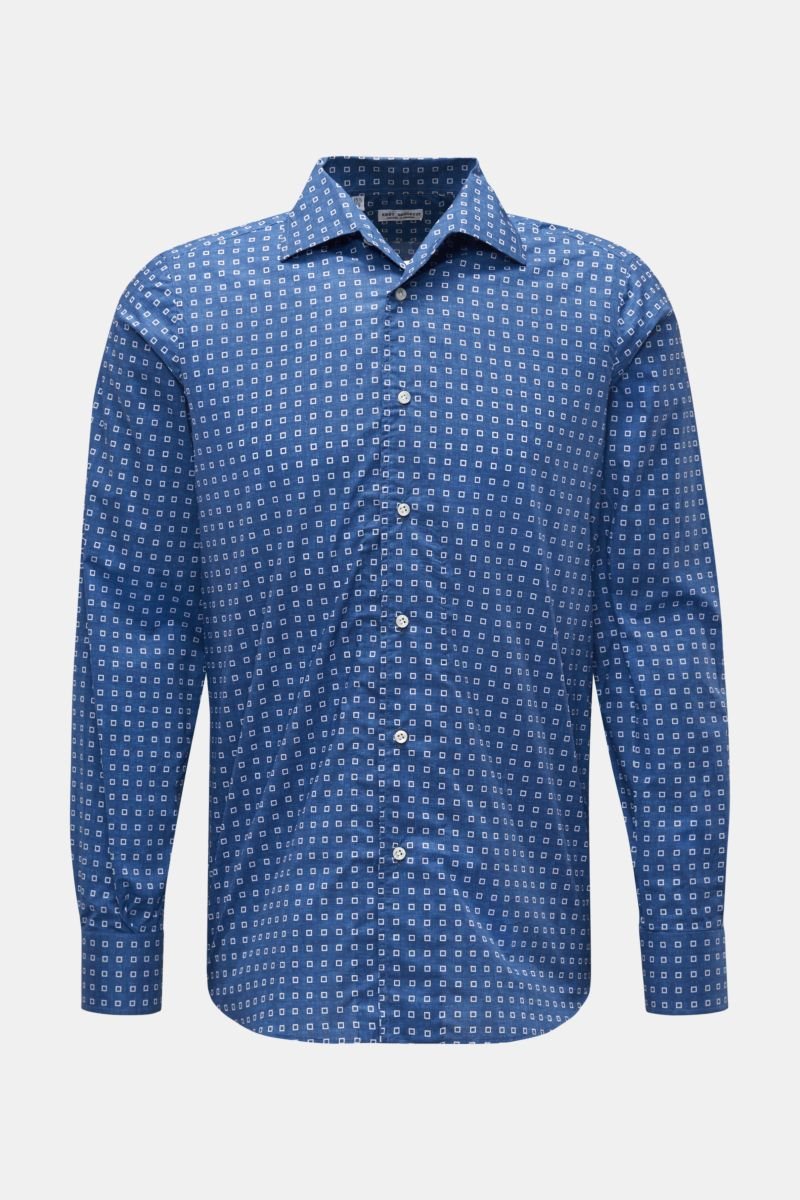 Chambray shirt narrow collar dark blue/white patterned