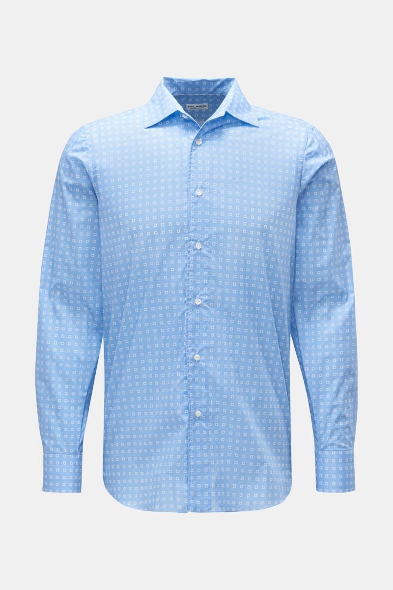 Chambray-Hemd schmaler Kragen hellblau/weiß gemustert