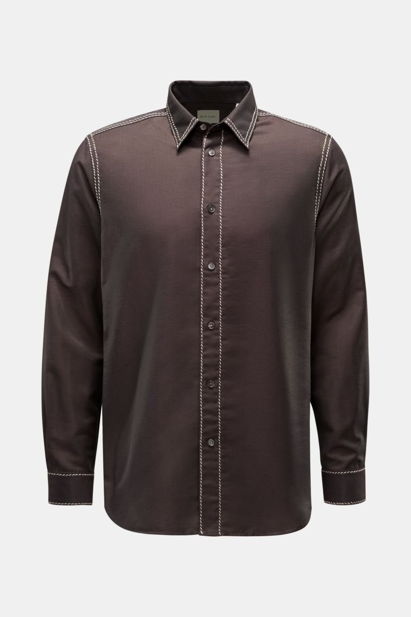 Casual shirt Kent collar dark brown