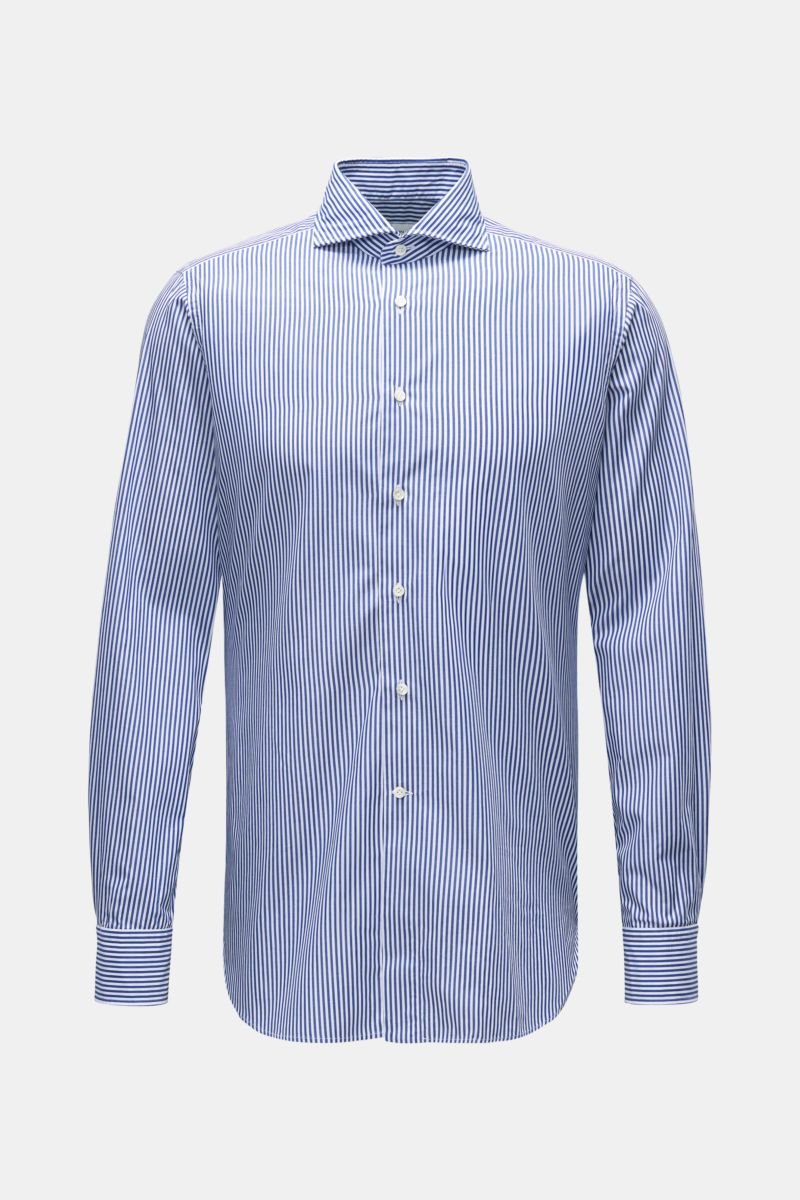 Casual shirt shark collar dark blue/white striped 