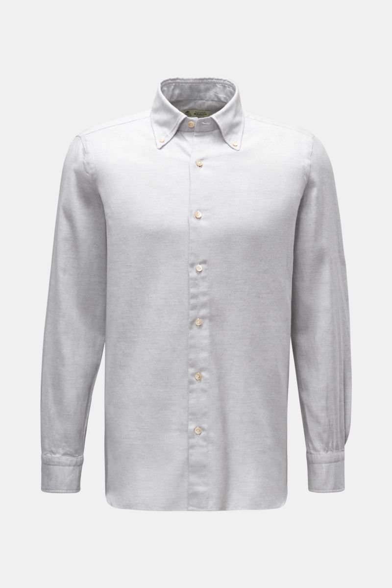 Flannel shirt 'Gable' button-down collar light grey
